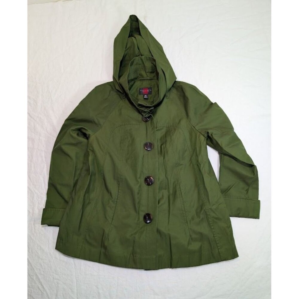 Gallery Petite women's size PS green short pea coat style jacket with hood K12